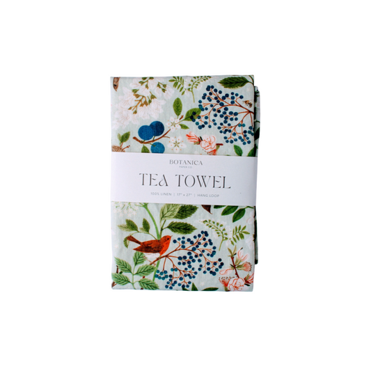 Flowering Trees Linen Tea Towel