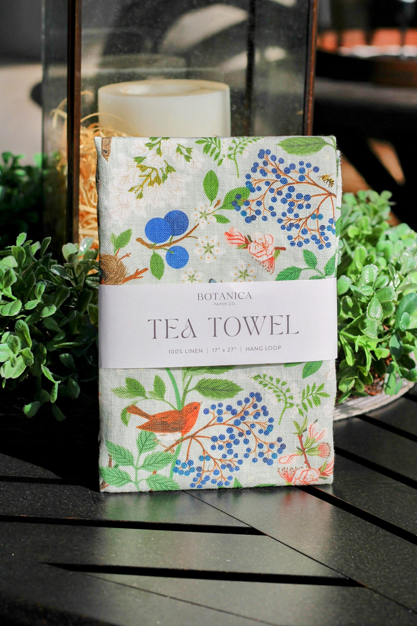 Flowering Trees Linen Tea Towel