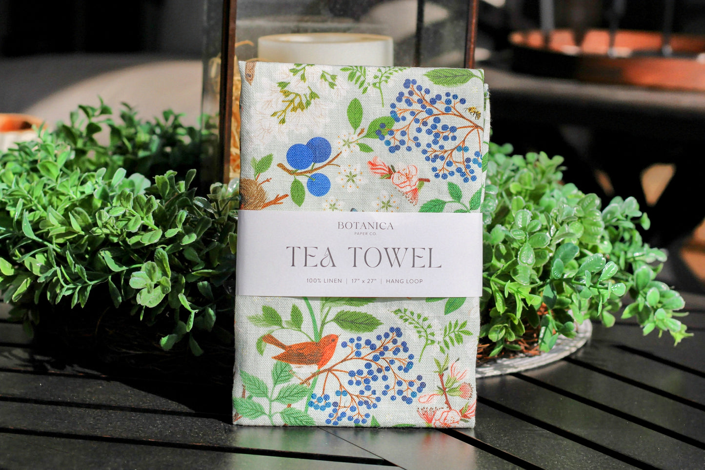 Flowering Trees Linen Tea Towel