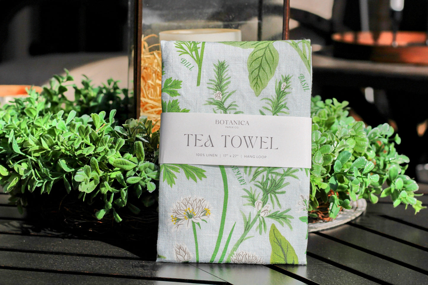 Herb Garden Linen Tea Towel