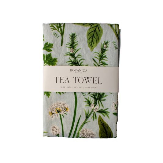 Herb Garden Linen Tea Towel