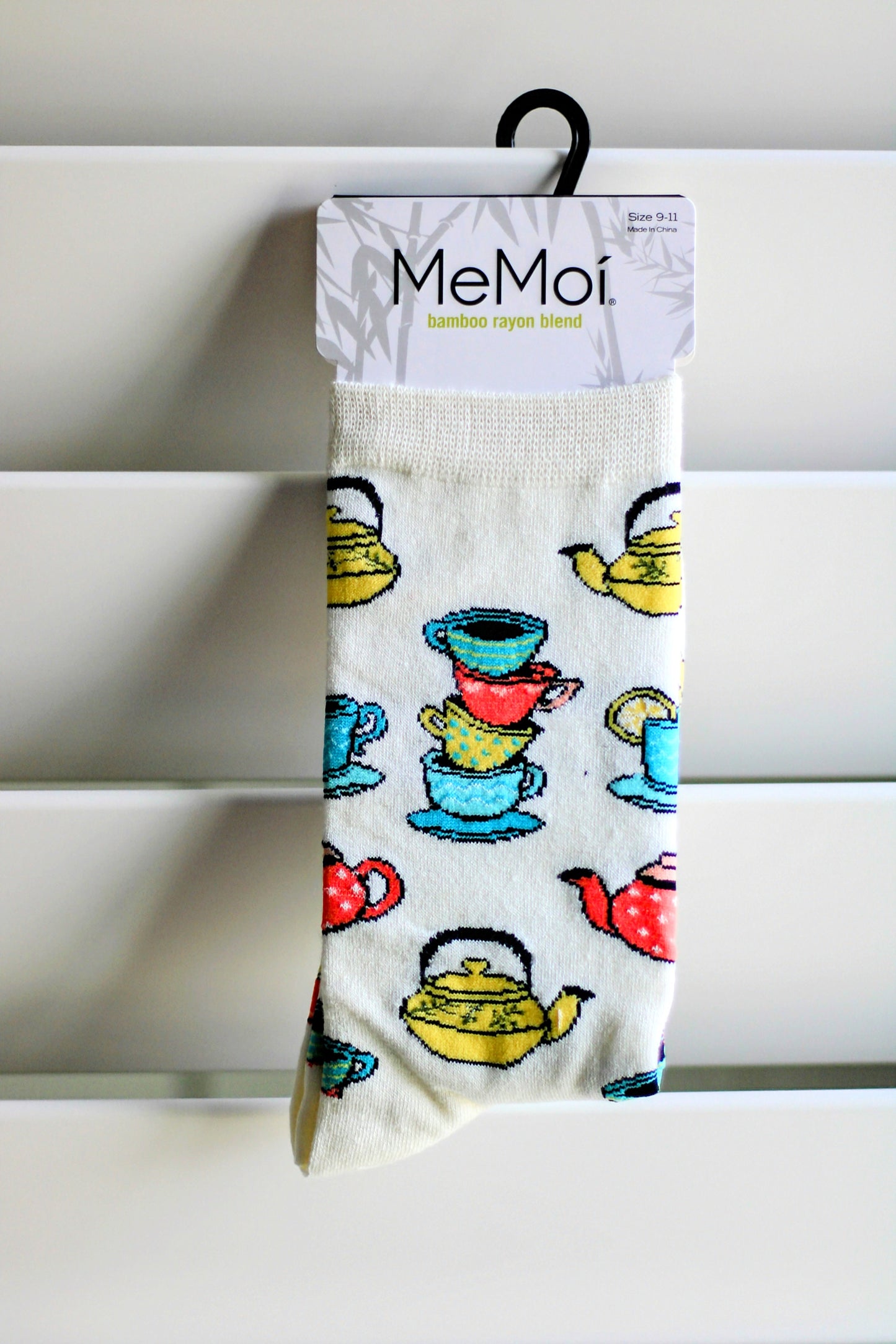 Ivory Tea Time Bamboo Crew Socks