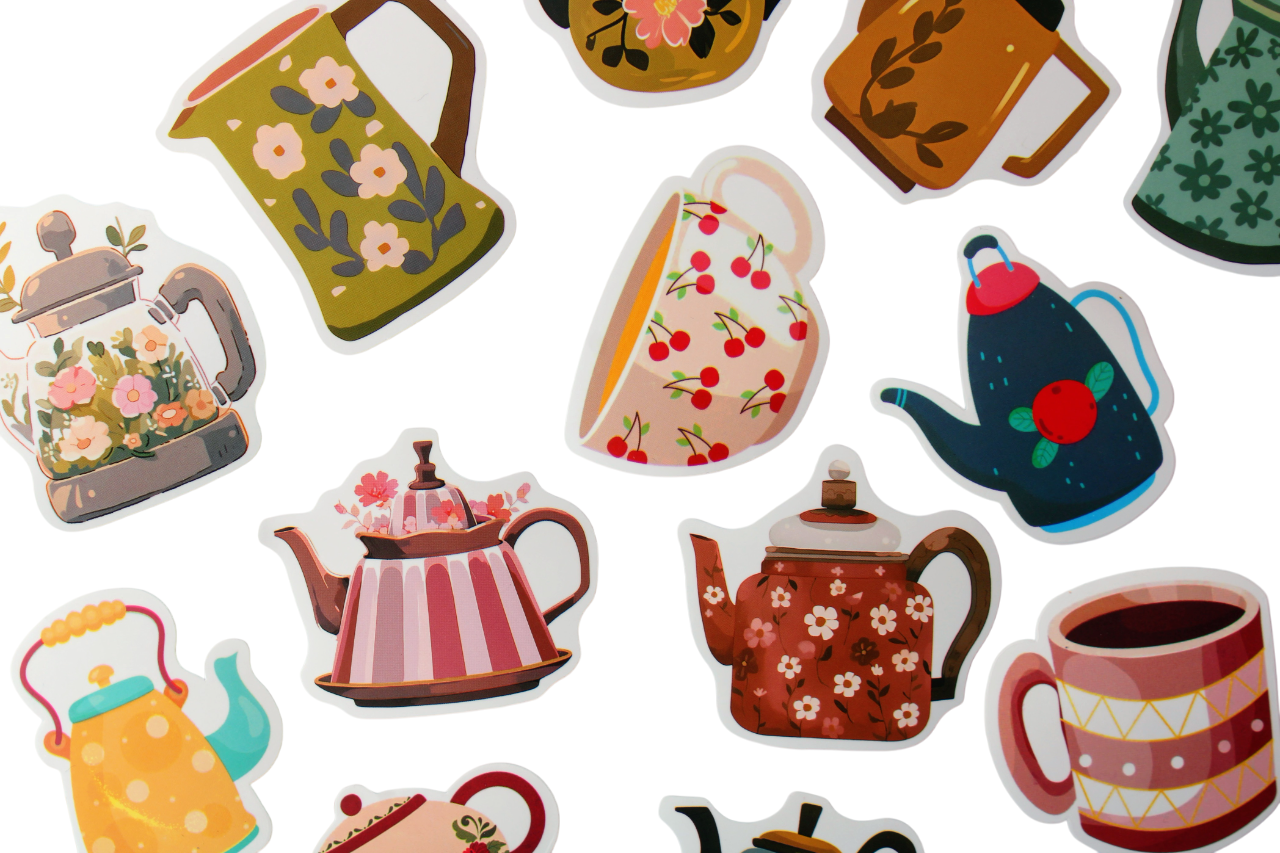 Teapot Floral Stickers